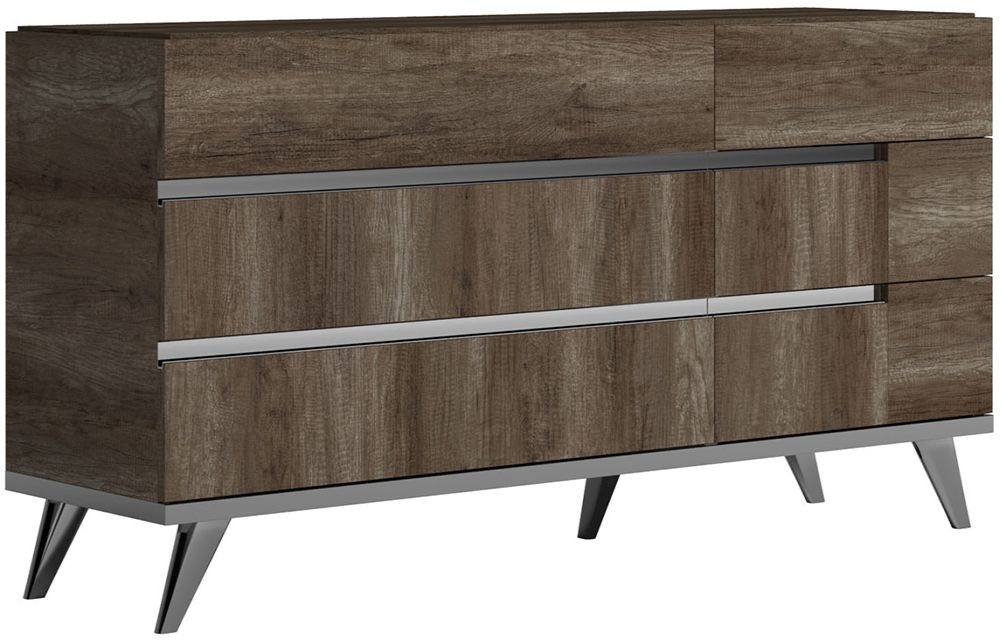 Product photograph of Status Medea Night Vintage Oak Italian 6 Drawer Double Dresser from Choice Furniture Superstore.